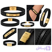 دستبند چرم مردانه طرح Cartier (طول 21 سانتیمتر)