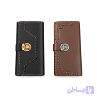 کیف پول کتی چرمی مردانه قفل سگکی (مدل پالتویی باریک)