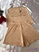 ست راحتی زنانه تاپ شورتک نخ پنبه تدی