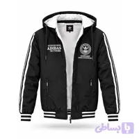 کاپشن مردانه بادگیر دو رو طرح آدیداس ADIDAS رنگ مشکی و سفید
