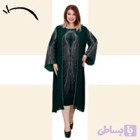 ماکسی مدل شقایق، پارچه ریوون، رویه حریر، نگین صنعتی