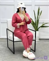 ست بلوز و شلوار راحتی زنانه ساتن ابريشم کد ۱۰۹۶