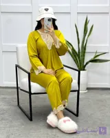 ست بلوز و شلوار راحتی زنانه ساتن ابريشم کد ۱۰۹۵