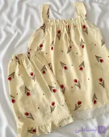 تاپ و شورتک راحتی زنانه پارچه نخ موسلین کد ۱۰۴۸