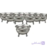 سرویس 6 عددی کاسه سه پایه لب چین دار نانو کروم