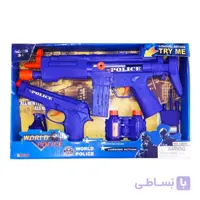 اسباب بازی طرح پلیس مسلسل و تفنگ مدل آلفا ( آبی)
