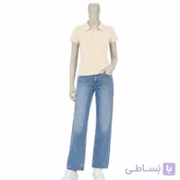 پولوشرت زنانه کبریتی آستین کوتاه یقه پولو رنگ کرم مناسب سایز 36 تا 40