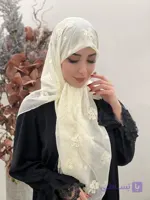 روسری حریر ابریشم خامه دوزی فول نگین