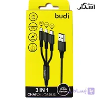 کابل شارژ ۳ کاره بودی (Budi) روکش فلزی | تایپ سی، لایتنینگ، میکرو