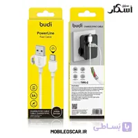 کابل شارژ تایپ سی بودی (budi) مدل DC227T10W گیره‌دار