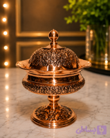آجیلخوری شکلات خوری مس درب دار رز سایز۲ (کد OZQEA)