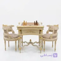 میز بازی تخته نرد و شطرنج کرم و طلایی