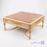 میز جلو مبلی شیک سفید طلایی صفحه سنگ