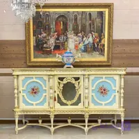 کنسول چوبی جدید آبی و کرم طلایی