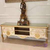 میز تلویزیون شیک طلایی و کرم