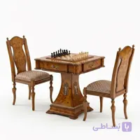 میز بازی معرق و برنزکوب شیک قهوه ای