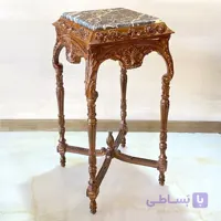 میز تلفن چوبی قهوه ای منبت مربع