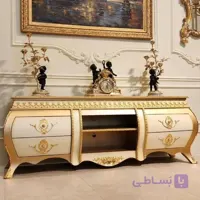 میز تلویزیون طلایی و کرم برنزکوب