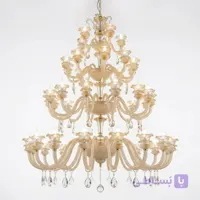لوستر طبقاتی کرم طلایی گل