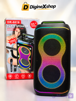 پارتی اسپیکر حرفه ای (اصل) بلوتوثی و قابل حمل مدل DR-6619 - نورپردازی RGB + میکروفون بی‌سیم + کنترل - خرید قسطی