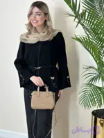 کت زنانه کرپ جواهر دوزی وسنگ‌دوزی با دست مشکی