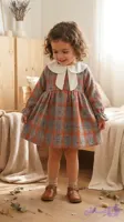 پیراهن یقه به به پاپیونی(بچگانه)