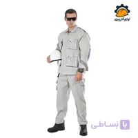 لباس کار ست ورک طوسی استخوانی
