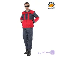 لباس کار سیلوری طوسی قرمز