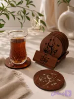 ست ۶تایی زیر لیوانی چوبی طرح پیچک
