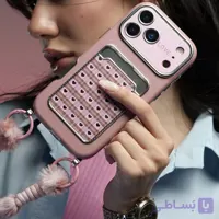 قاب گوشی قلب آیینه ای با بندست پشمی
