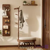 جالباسی ایستاده و نیمکت چوبی مدرن