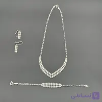 سرویس طلا سفید ۱۸ عیار تمام تراش مناسب عروس | طراحی شیک و درخشان