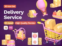 پک آیکون سه‌بعدی خدمات ارسال و تحویل کالا (۲۰ آیکون Blender + PNG)