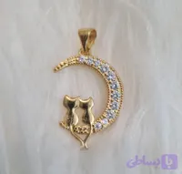 مدال تک جواهری فشن مدل ماه و گربه (کد D8FQ7)