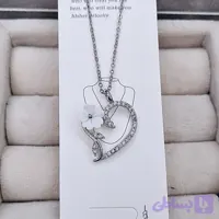 گردنبند قلب گلدار جواهری استیل رنگ ثابت ضدحساسیت