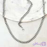 گردنبند و دستبند استیل مدل کارتیه فشرده مردانه رنگ ثابت ضدحساسیت