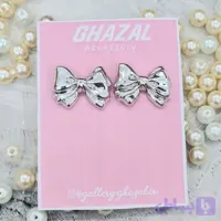 گوشواره میخی مدل پاپیون رنگ ثابت ضدحساسیت