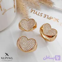 انگشتر زیبای طلایی ژوپینگ مدل قلب نگین دار طرح جواهری رنگ ثابت ضدحساسیت (کد 7MKHY)