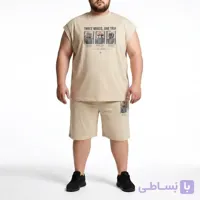 ست وست و شلوارک چاپی سایز بزرگ مردانه تپلی S.N – کد 10242