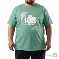 تیشرت یقه گرد ماکان چاپی BOSS سایز بزرگ مردانه تپلی A.T – کد 10236