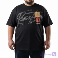 تیشرت خارجی نخ و پنبه کش یقه گرد چاپی سایز بزرگ مردانه تپلی JAZZ25345  – کد 9553