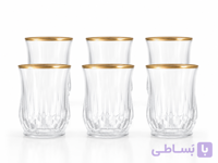 ست ۶ عددی لیوان شربت خوری اصفهان گلس شیشه‌ای لب‌طلایی