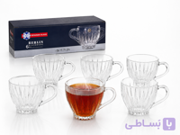 ست ۶ عددی فنجان شیشه‌ای دسته‌دار برلین (Berlin) اصفهان گلس