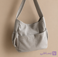 کیف دوشی پارچه‌ای طوسی روشن