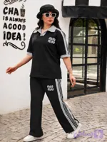 ست تیشرت و شلوار اسپرت زنانه یقه دار مدل miu miu