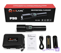 چراغ قوه شارژی RUILANG مدل SX-508 P90 | نورافکن LED چندکاره با باتری 26650 و شارژ Type-C