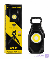 چراغ کارابینی شارژی TBS مدل CPL-18 | چراغ قوه جیبی COB LED با باتری داخلی و شارژ USB