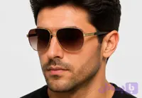 عینک آفتابی مردانه Sergio Martin فلزی طلایی مدل هندسی سایز 61-13-145