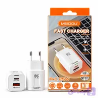شارژر دیواری فست و PD دو پورت MEIDOU مدل MD-C58 25W