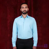 پیراهن مردانه کلاسیک آبی راهدار مچ و یقه فیروزه ای